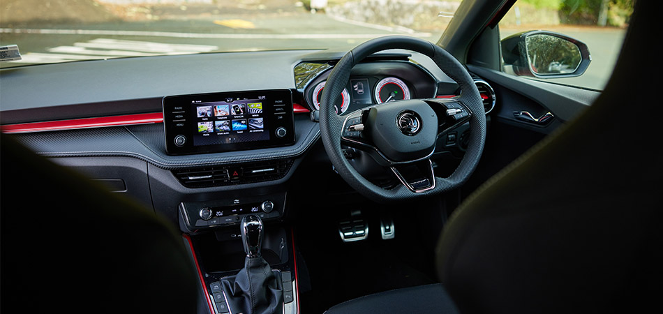 Right hand drive interior of a Skoda