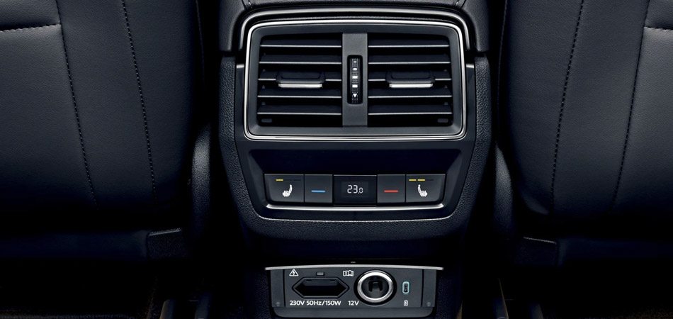 Rear air-conditioning unit and control panel in a Kodiaq RS