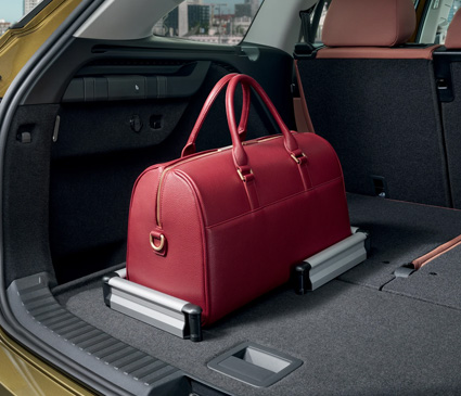 Outdoor equipment held securely in the boot of Kodiaq with netting