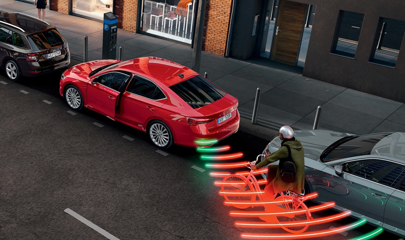Octavia rear scanner visualisation detecting a cyclist