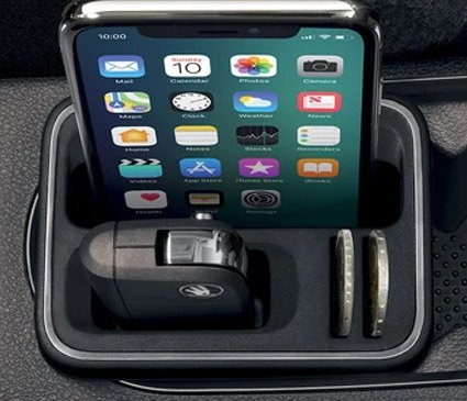 Phone & keys held in a multi-media holder fixed to a cup holder