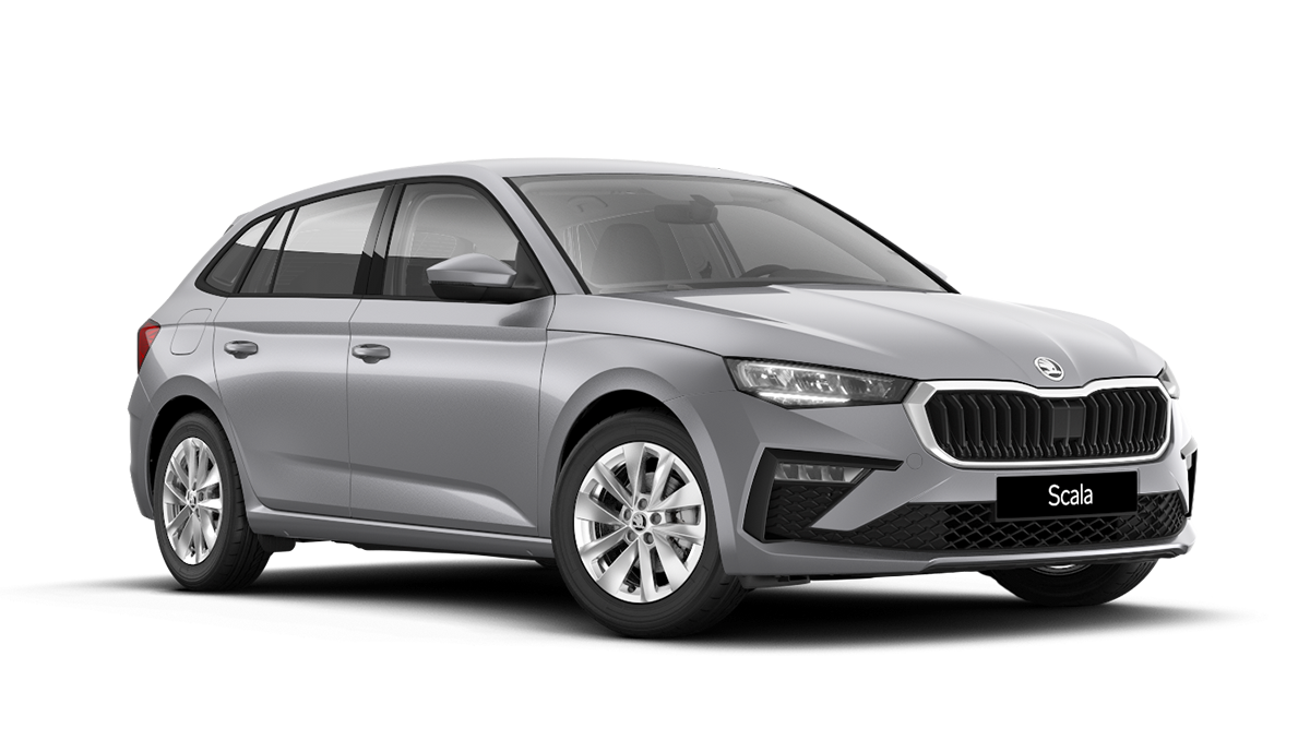 Front 3/4 render of a Škoda vehicle with Brilliant Silver paint