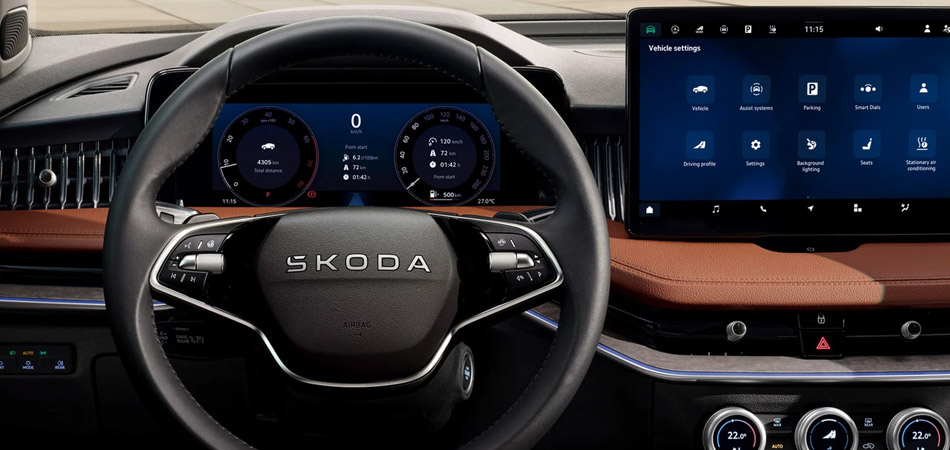 Steering wheel in Skoda Superb