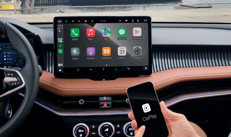 Carplay screen in a Skoda infotainment screen