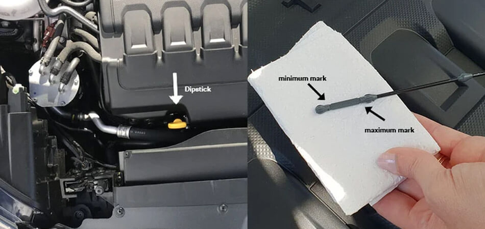 Engine oil dipsticks and refence for correct levels